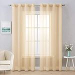 MIULEE 2 Panels Solid Color Sheer Curtains 72 Inch Length Elegant Grommet Window Voile Panels/Drapes/Treatment for Bedroom Living Room W54 x L72 Inch, Cream Beige