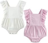 Simplee kids 2PCS Baby Boys Girls Adjustable Slip Romper Summer Outfit Jumpsuit Cotton Linen Bodysuit