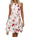 Newshows Summer Dresses for Women UK Halter Neck Dress Ladies Floral Beach Dress for Holiday Vacation(Floral-4, Medium)