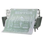 FILO ESTILO Sister Blankets from Sister Birthday Gifts from Sister, for Big, Little, Twin or Older Sister, Love You Sister Sentimental Gift, 153x127 cm (Sage Green, Sherpa)