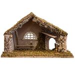 VILLAGE GIFT IMPORTERS Nativity Creche Stable | 12" Tall and 19" Wide | 2 Styles | Realistic Moss Hay Wood and Fabric | Made in Italy (Saw and Sticks)