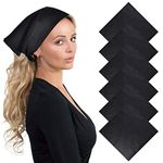 Unisex Men Woman Plain Solid Colour 100% Cotton Bandana Head Neck Wrist Handwrap, Wristband, Scarf, 55 x 55cm (22” x 22”) (6PCS Black)