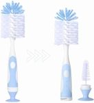 MADMOM 2-in-1 Baby Bottle Brush & Teat Brush with Suction Cup Stand – Soft Bristles, Non-Scratch Cleaning, BPA-Free, Durable Cleaning for Baby Feeding Bottles & Nipples | Blue