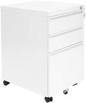 MOUNT-IT! 3 Drawer Cabinet for Under Desk with Wheels | Rolling Storage with Lock for Supplies, Files, and Materials, Mobile Space Saving for Home and Office (White)