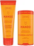 Mando Bourbon Leather Body Deodorant - 72 Hour Odor Control, Aluminum Free, Baking Soda Free - 3.0 Oz Tube and 2.6 Oz Solid Stick