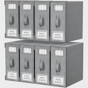 Criusia Bed Sheet Organizers and Storage, 8 Pack Foldable Linen Closet Organizer Box – Bedding Holder for Sheet Set (King/Queen Sizes), Duvet Covers, Blankets (Grey)
