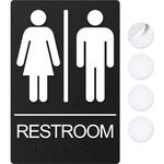 ASSURED SIGNS Washroom Sign, Bathroom Signs For Business - Unisex Restroom Sign For Men and Women - 9"by 6" - ADA Compliant with Braille - Strong Double-Sided Adhesives - Apply to Office, Home or Public Door / Wall