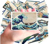 Stickers [24 pcs x 2.5"x3.5" Each] Great Wave Kanagawa Fuji Antique Japan Engravings by Hokusai Old Book Illustrations Vintage FLONZ Ephemera for Craft and Scarpbooking