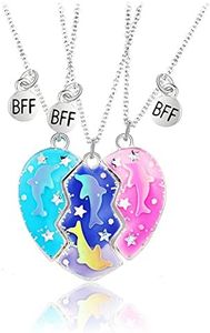 DOYYCA Friendship Necklace Best Friend Necklace for 3 Girls Magnetic Matching Heart Pendant BFF Necklaces for Sister, Brass, No Gemstone