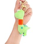 GRACIOUS MART (1 Pcs Silicone Key Chain Variable Shape Adjustable Neck Small 3D Cartoon Kid Toy Dinosaur Telescopic Key Ring Bag (Dinosaur Parrot Green -Pink)