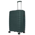 Rocklands London Expandable Suitcase 4 Wheel Spinner Hard Shell Suitcase Lightweight Luggage TSA Lock PP08 (Dark Green, Medium (H67 x L43 x W27 cm))