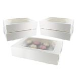 Culpitt 12 Hole Cupcake Box, 5 Pack, White Cupcake Boxes For Carrying And Displaying Tasty Muffins, Fairy Cakes, And Treats