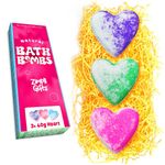 Zimpli Gifts 3 x Love Heart Value Bath Bomb Gift Set, Ideal Valentine's Day Present for Women, Girls, Sister, Daughter, Her, Christmas Stocking Filler, Birthday Beauty Gift, Mother's Day Hamper