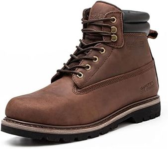 SAFETY LOONG Men's Work Boots Steel Toe 6 Inch Non Slip Rubber Sole Comfortable Leather Goodyear Welt Waterproof Construction Safety Boots 8.5