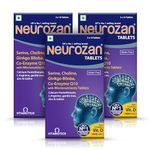 Neurozan 30 Tablets with Ginkgo biloba, serine, choline, magnesium that helps improve cognitive functions, support stress, anxirty & sleep health | Gluten free vegetarian multivitamin tablets (Pack of 3)