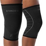 Rymora Knee Support Brace for Woman and Man- Knee Compression Sleeves, Comfortable and Secure Sleeve Supports for Weight Lifting, Running, Sports, Weak Joints, Fitness (L, Single, Black)