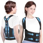 Sioven Back Posture Corrector for Men and Women - Adjustable Back Brace Lumbar Support Shoulder Straightener Belt Relief Pain from Upper Back Shoulders Neck - Clavicle Hunchback Support (Black, M)