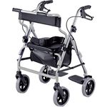 NRS Healthcare 2-in-1 Rollator and Transit Chair M58203 - Height Adjustable, Aluminium