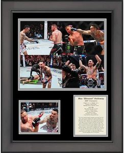 HOFSM.COM Hall of Fame Sports Memorabilia Framed Max Holloway BMF Championship vs Justin Gathje UFC 300 MMA 11""x14"" Three Photo Collage