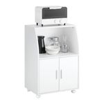 SoBuy® FRG241-W, Microwave Shelf, Kitchen Wheeled Storage Trolley, Kitchen Storage Cabinet Cupboard Unit