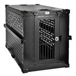 K9 Kennel Boss - Heavy Duty Fully Collapsible Powder-Coated Aluminum Dog Crate - Large (Black)
