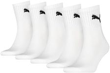 PUMA Unisex Short Crew Socks (5 Pack) Socks, White, 9-11 UK