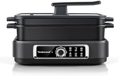 Electric Skillet, Techwood 7.5-Quart 2-in-1 Versatile Multi-Cooker with 5-Level Heat Settings, Come with Removable Non-stick Skillet Pan& Cooking Pot, Dishwasher Safe, Black
