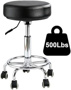 Rolling Stool with Wheels, Comfort Cushion Professional Swivel Drafting Stool, Height Adjustable Heavy Duty 500 lb Stool with Silent Casters and Foot Ring for Salon Tattoo Clinic Home Office, Black