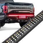 MICTUNING Tailgate Light Bar for Trucks 864 LEDs Waterproof Plug-and-Play Aluminum Frame with 4-Way Flat Connector Wire - Amber Sequential Turn Signal, Red Brake Running, White Reverse Lights