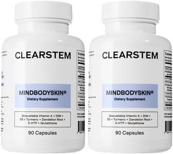 CLEARSTEM - MINDBODYSKIN Hormonal Acne Supplement (5-HTP) - Natural DIM Supplement - Skin Care Vitamins - Hormone Balance, Antioxidants - Gluten Free, Cruelty Free - 60 Servings, 180 Capsules