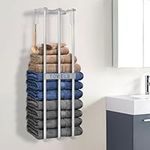 Towel Rack Wall Mounted - Space-saving Bathroom Storage | Silver Towel Rail with Hooks, Holder | Easy Installation | Stylish & Functional (Silver)