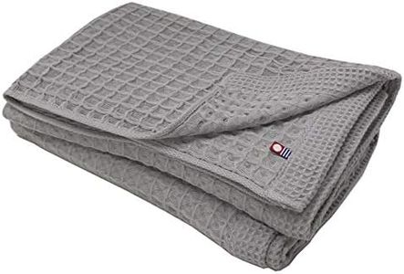 Imabari Towel, Set of 2, Waffle Weave, Light Gray, 23.6 x 49.2 inches (60 x 125 cm)