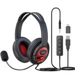 MAIRDI USB Headset with Microphone, Type-C/USB/3.5mm Jack 3-in-1 PC Headset, Computer Headset with Mic Noise Canceling for Teams Call Centers Skype Zoom Home Office Dragon Nuance Dictation