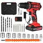 21V Cordless Drill Driver Set, Electric Screwdriver Driver Tool Kit, 25+1 Torque Setting, 2-Speeds, 3/8" Keyless Chuck, Power Drill Set for Home and DIY, 24 Piece Accessories