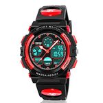 Dodosky Boy Toys Age 5-12, LED 50M Waterproof Digital Sport Watches for Kids Birthday Presents Gifts for 5-13 Year Old Boys - Red