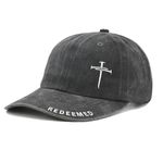 MINYJHZ Christian Hats for Men Women, 3 Nails Cross Jesus Hat, Religious Gifts Redeemed Baseball Cap Black