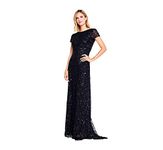 Adrianna Papell Women's Fully Beaded Gown with High Neckline, Black, 12M