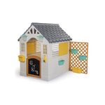 Dolu Garden Playhouse with Fence - Sturdy, Safe, and Easy-to-Assemble Outdoor Playhouse for Imaginative Adventures! 127 x 140 x 107.5 cm – White and Grey Playhouse