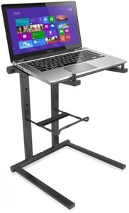 Pyle Portable Folding Laptop Stand - Standing Table with Foldable Height and Secondary Accessory Tray for iPad, Tablet, DJ Mixer, Workstation, Gaming and Home Use with Bag - PLPTS35