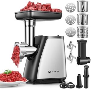 AAOBOSI Meat Grinder, 4-In-1 Meat Grinder Electric [2800W Max] with 3 Slice, Shred Blades,2 Blades,4 Plates,Sausage Stuffer,Kubbe Kit, for Home Kitchen Use, Stainless Steel