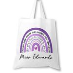 Personalised Teacher Bag with Customisable Name, Teacher Gifts, Custom Leaving End of Term Gift, Custom Teacher Tote Bag with Any Name, Rainbow Tote Bag, School Leaving Gift