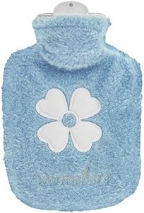 DSLSQD 500ml Hot Water Bottle, 2-in-1 Small Hot Water Bottle with Cover Warm Water Bag with Soft Premium Faux Fur Cover Water Bag for Cold & Hot Compress Mini Hot-Water Bag for Women Men (Blue)