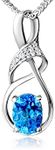 Blue Topaz Solid Silver Pendant Swi