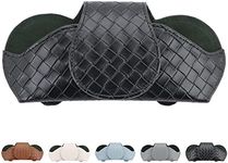 KINIVA Sunglasses Holder for Visor - Leather Glasses Case with Clips for All Car Models (Black)