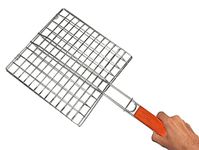 Evona Portable Stainless Steel BBQ Barbecue Grilling Net Basket With Wooden Handle for Meat Vegetable Fish Shrimp