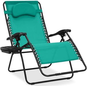 Best Choice Products Oversized Zero Gravity Chair, Folding Outdoor Patio Lounge Recliner w/Cup Holder Accessory Tray, Pillow - Mint