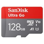 SANDISK Ultra Go micro SDXC card 128GB + SD adapter (For Android Smartphones and Tablets, Memory card up to 150 MB/s, Full HD Video, V10, A1 Faster App Performance, UHS-I, Class 10, U1) For Amazon