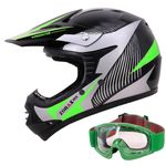 Zorax ZOR-X19 Green L (53-54cm) PREDATOR Kids Motocross Motorbike MX Helmet ECE 2206 & Goggles