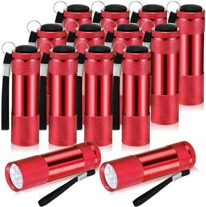 VIHOSE 12 Pcs Mini Flashlights Bulk, Bright Aluminum Handheld Flash Lights with Lanyard, Small LED Flashlights for Kids Night Reading Emergency Hurricane Camping Hiking Party Favors(Red)