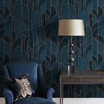 16.1"x78.7" Peel and Stick Wallpaper Blue Geometric Wallpaper Light Blue and Dark Blue Gradual Self Adhesive Wallpaper for Bedroom Stripes Removable Wallpaper Wallpaper for Walls Decorative Vinyl